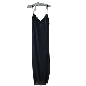Vintage I. Magnin Black Beaded Long Dress Size Small